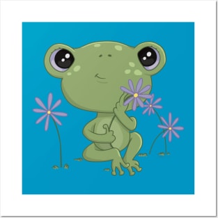 Cute Green Frog Posters and Art